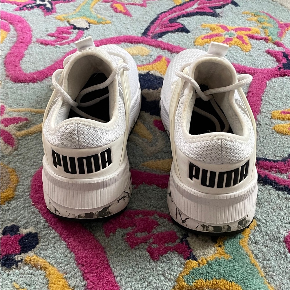 Puma Pacer Future White and Black Marble-Accent Athletic Sneakers - Picture 3 of 6